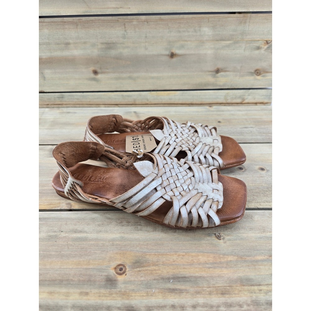 Bed Stu Lauren II Huarache Sandals Womens 9 Soft White Leather Handwoven Flat